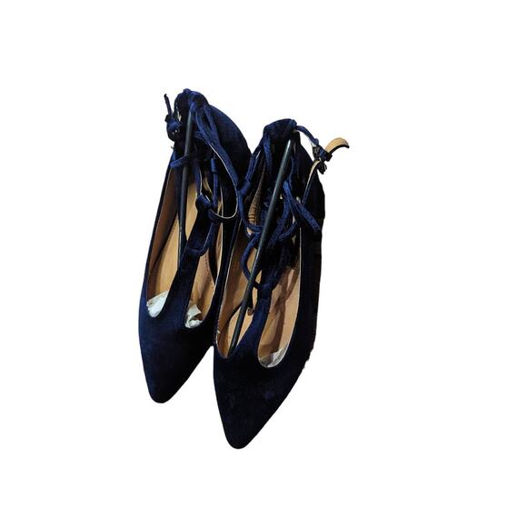 NWT YOKI Flats Velvet Lace Up Navy size 9 - Picture 2 of 6
